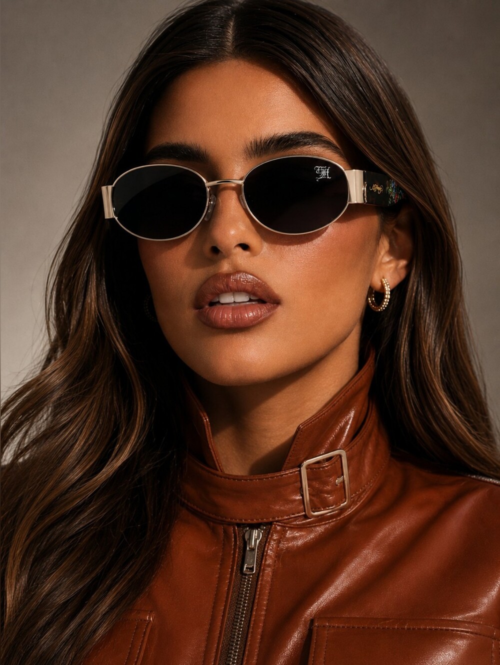 🥳 ED HARDY Dragon Sunglasses Y2K Oval Tortoise Shades Black Gold Streetwear NWT